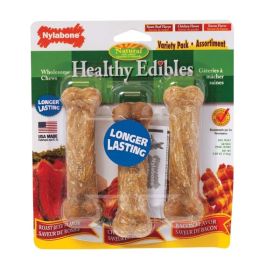 Nylabone Healthy Edibles AllNatural Long Lasting Chew Treats Variety Pack 3 count, 1ea/SMall/Regular  Up To 25 lb