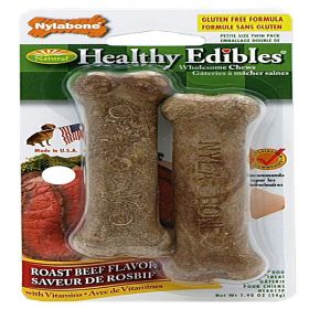 Nylabone Healthy Edibles AllNatural Long Lasting Roast Beef Flavor Chew Treats 2 Count, Roast Beef, 1ea/XS/Petite