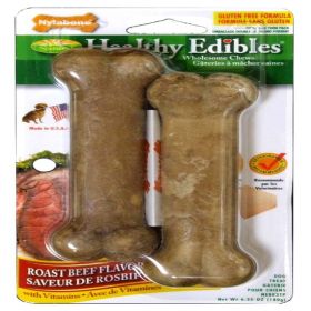 Nylabone Healthy Edibles AllNatural Long Lasting Roast Beef Flavor Chew Treats 2 count, 1ea/Wolf  Up To 35 lb