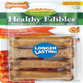 Nylabone Healthy Edibles AllNatural Long Lasting Bacon Flavor Chew Treats 8 Count, Bacon, 1ea/XS/Petite