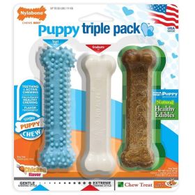 Nylabone Puppy Chew Variety Toy  Treat Triple Pack 3 count, 1ea/SMall/Regular  Up To 25 Ibs.