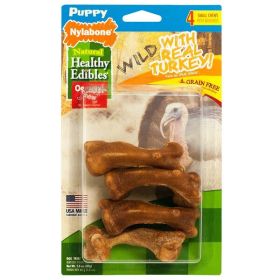 Nylabone Healthy Edibles WILD Puppy Natural Long Lasting Turkey Dog Chew Treats Puppy Wild Bone, 1ea/SMall/Regular 4 ct