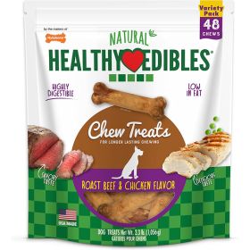 Nylabone Healthy Edibles AllNatural Long Lasting Roast Beef and Chicken Flavor Chew Treats 48 Count, Roast Beef  Chicken, 1ea/XS/Petite