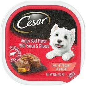 Cesar Angus Beef Flavor With Bacon and Cheese Loaf Wet Dog Food 24Ea/3.5 Oz, 24 Pk