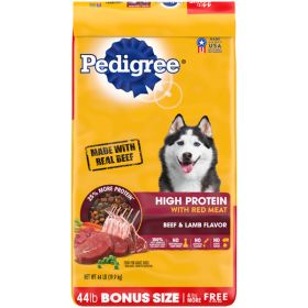 Pedigree High Protein Adult Dry Dog Food w/Red Meat Beef  Lamb 44 lbs.