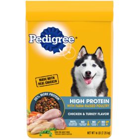 Pedigree High Protein Adult Dry Dog Food w/Farm-Raised Poultry Chicken  Turkey 16 lbs.