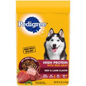 Pedigree High Protein Adult Dry Dog Food w/Red Meat Beef  Lamb 16 lbs.