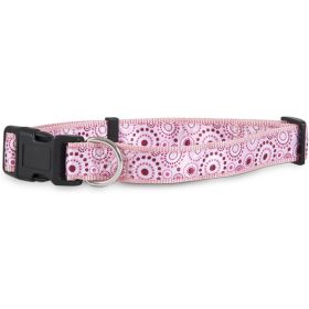 Aspen Ribbon Overlay Adjustable Dog Collar Pink 1 in x 16-26 in Large