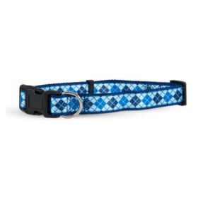 Aspen Ribbon Overlay Adjustable Dog Collar Blue 5/8 in x 10-14 in Small