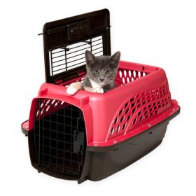 Petmate 2 Door Top Load Dog Kennel Hard-Sided Hot Pink, Black 19 in