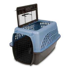 Petmate 2 Door Top Load Dog Kennel Hard-Sided Pearl Ash Blue, Black 24 in