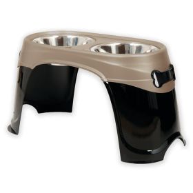 Petmate Easy Reach Diner Feeder Black, Pearl, Tan Extra-Large 14.5 in