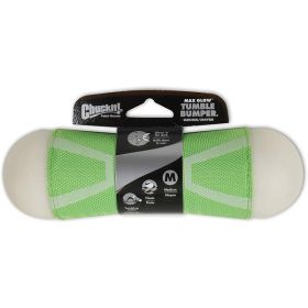 Chuckit! Tumble Bumper Max Glow Dog Toy Green, White Medium