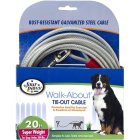 Four Paws Dog Super Tie Out Cable Silver 20 Feet